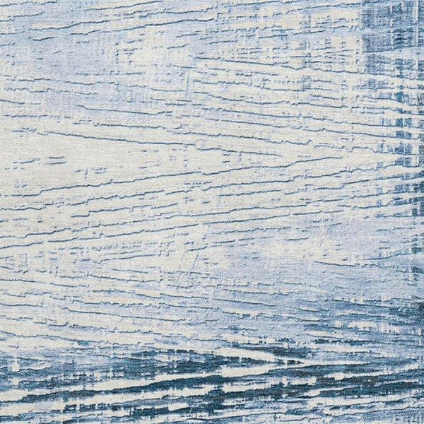 HomeRoots 9' X 12' Coastal-Inspired Sky Blue & Ivory Striped Washable Area Rug with UV Protection & Durability 710039