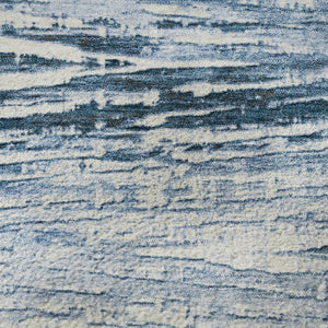 HomeRoots 10' X 14' Sky Blue and Ivory Striped Washable Area Rug with UV Protection for Indoor/Outdoor Use 710040