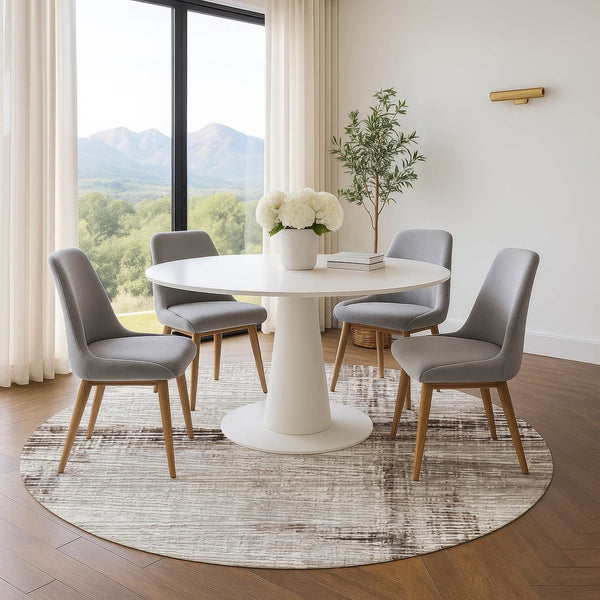 HomeRoots 8' X 10' Striped Taupe and Ivory Washable Area Rug - Durable, Stain Resistant & UV Protected Design! 710044