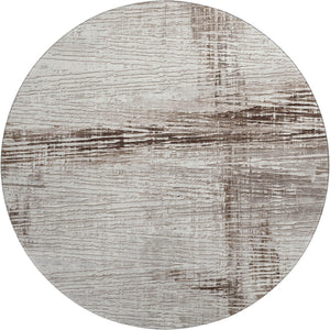 HomeRoots 8' X 10' Striped Taupe and Ivory Washable Area Rug - Durable, Stain Resistant & UV Protected Design! 710044