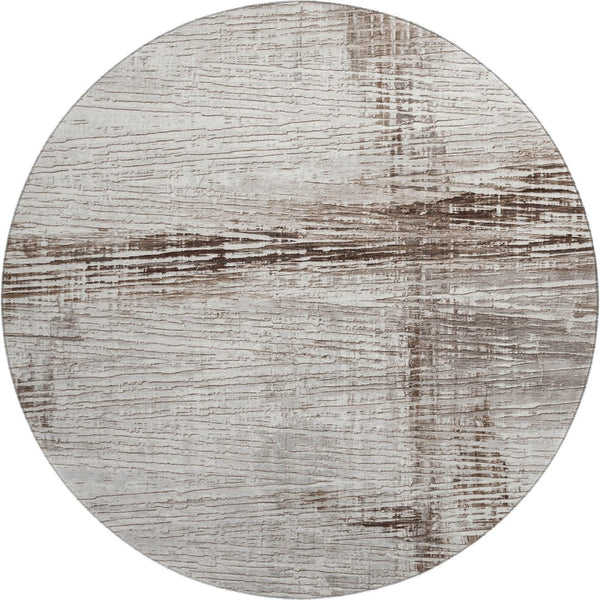 HomeRoots 8' X 10' Striped Taupe and Ivory Washable Area Rug - Durable, Stain Resistant & UV Protected Design! 710044