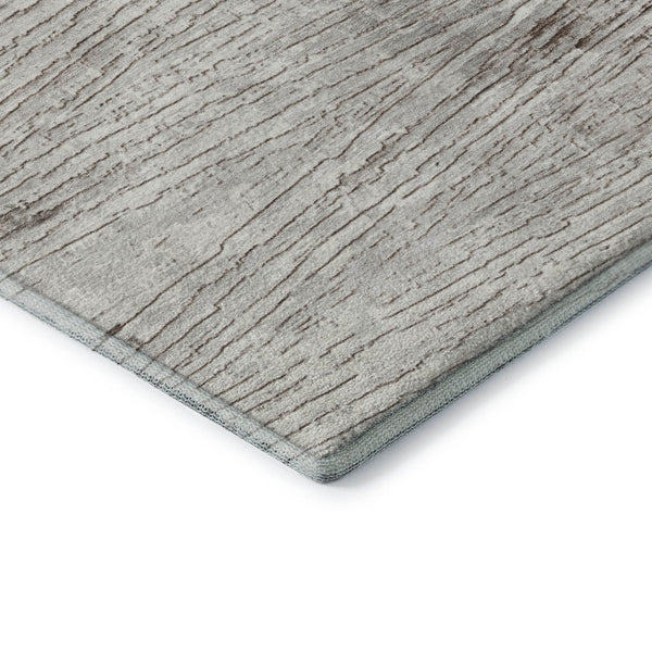 HomeRoots 8' X 10' Striped Taupe and Ivory Washable Area Rug - Durable, Stain Resistant & UV Protected Design! 710044