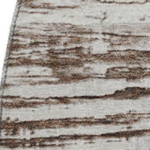 HomeRoots 8' X 10' Striped Taupe and Ivory Washable Area Rug - Durable, Stain Resistant & UV Protected Design! 710044