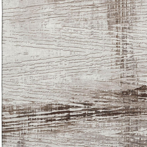 HomeRoots 10' X 14' Taupe And Ivory Striped Washable Area Rug - Stain Resistant, UV Protected, Durable Design 710046