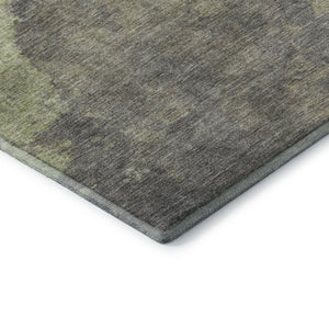 HomeRoots 5' X 8' Artichoke Green Abstract Area Rug - Washable, UV Protected, Durable for High-Traffic Spaces 710048
