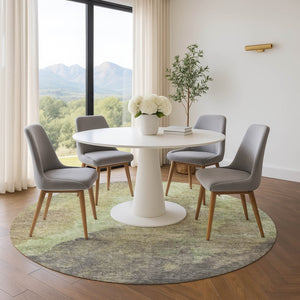 HomeRoots 8' X 10' Washable Abstract Area Rug in Artichoke Green, Taupe & Brown - UV Protected, Durable Design 710050