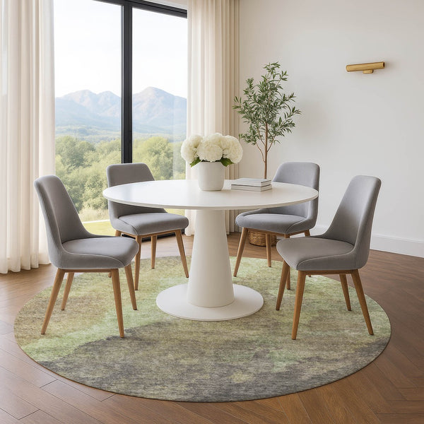 HomeRoots 8' X 10' Washable Abstract Area Rug in Artichoke Green, Taupe & Brown - UV Protected, Durable Design 710050
