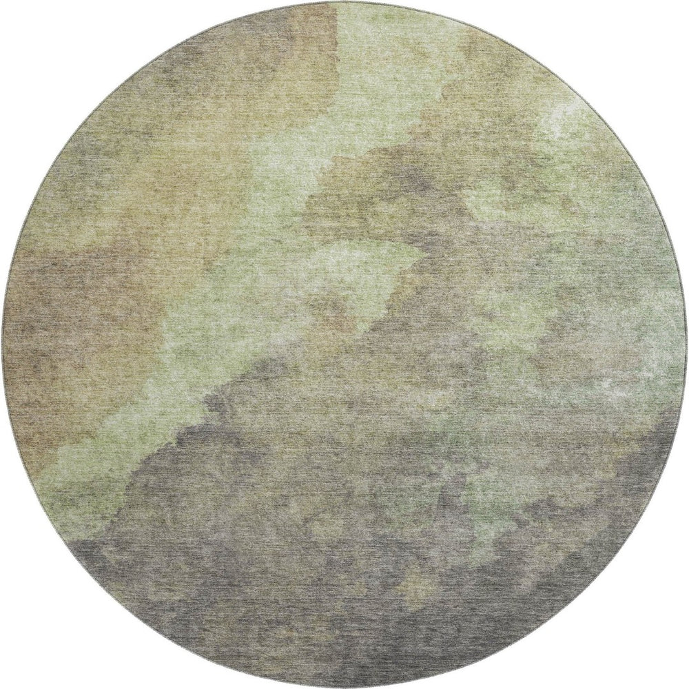 HomeRoots 8' X 10' Washable Abstract Area Rug in Artichoke Green, Taupe & Brown - UV Protected, Durable Design 710050