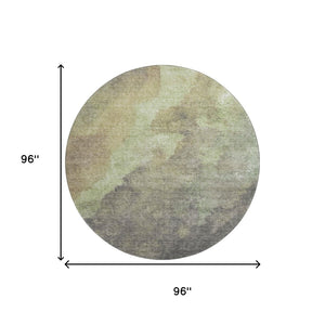 HomeRoots 8' X 10' Washable Abstract Area Rug in Artichoke Green, Taupe & Brown - UV Protected, Durable Design 710050