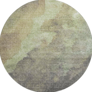 HomeRoots 8' X 10' Washable Abstract Area Rug in Artichoke Green, Taupe & Brown - UV Protected, Durable Design 710050