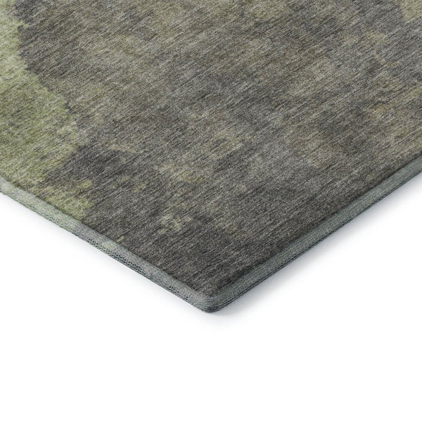 HomeRoots 9' X 12' Stylish Artichoke Green Abstract Area Rug - Washable, UV Protected & Perfect for High Traffic Areas 710051