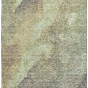 HomeRoots 9' X 12' Stylish Artichoke Green Abstract Area Rug - Washable, UV Protected & Perfect for High Traffic Areas 710051