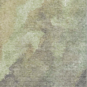 HomeRoots 10' X 14' Contemporary Abstract Area Rug in Artichoke Green & Taupe - Washable, UV Protected, Non-Slip 710052