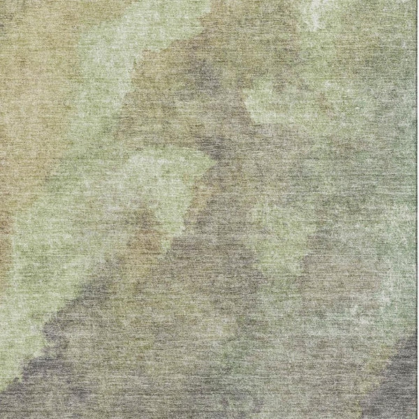 HomeRoots 10' X 14' Contemporary Abstract Area Rug in Artichoke Green & Taupe - Washable, UV Protected, Non-Slip 710052