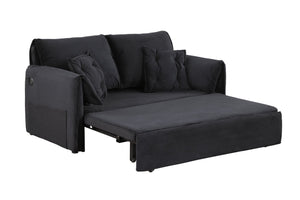 English Elm 3 In 1 Sleeper Sofa Couch Bed - Modern Black Fabric, Adjustable Comfort For Small Spaces & Guests W1420P225085