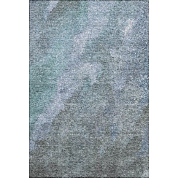 HomeRoots 5' X 8' Blue And Gray Abstract Area Rug - Washable, UV Protected, Stylish & Durable for High-Traffic Areas 710054