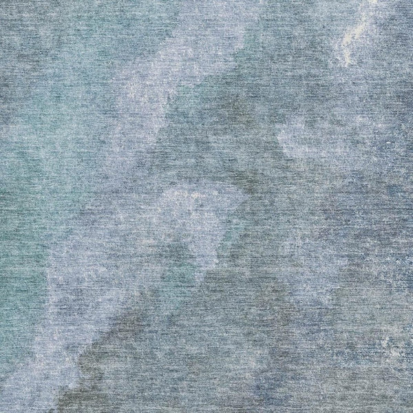 HomeRoots 8' Blue And Gray Abstract Washable Round Rug - Stylish, UV-Protected, Stain-Resistant, Kid-Friendly! 710055