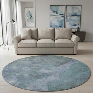 HomeRoots 8' X 10' Blue And Gray Abstract Washable Area Rug - Durable, Stain Resistant, UV Protected Design! 710056