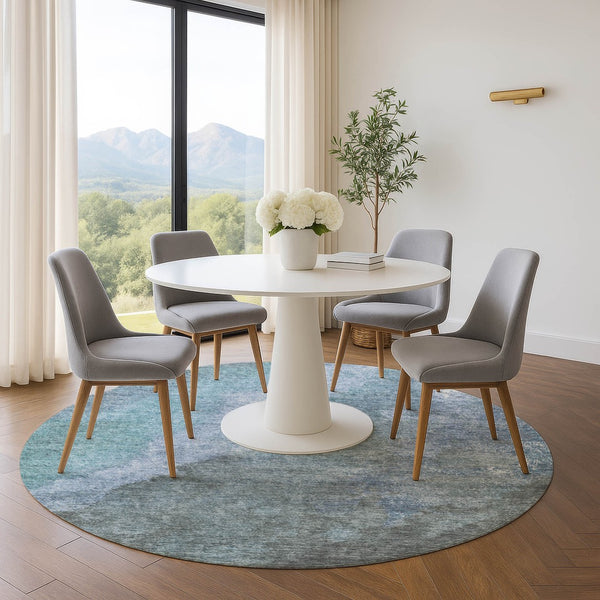 HomeRoots 8' X 10' Blue And Gray Abstract Washable Area Rug - Durable, Stain Resistant, UV Protected Design! 710056