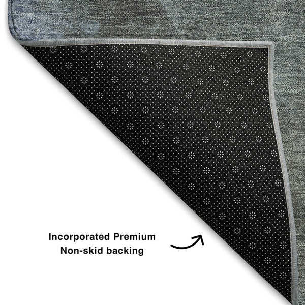 HomeRoots 8' X 10' Blue And Gray Abstract Washable Area Rug - Durable, Stain Resistant, UV Protected Design! 710056