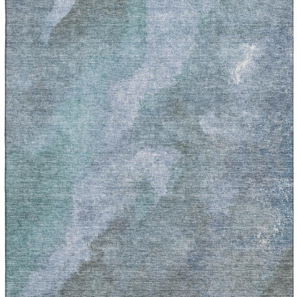 HomeRoots 10' X 14' Stylish Blue and Gray Abstract Washable Area Rug with UV Protection for Active Homes 710058