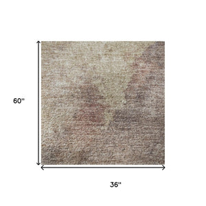 HomeRoots 5' X 8' Copper and Taupe Modern Abstract Area Rug - Washable, UV Protected, Stain-Resistant Design 710060