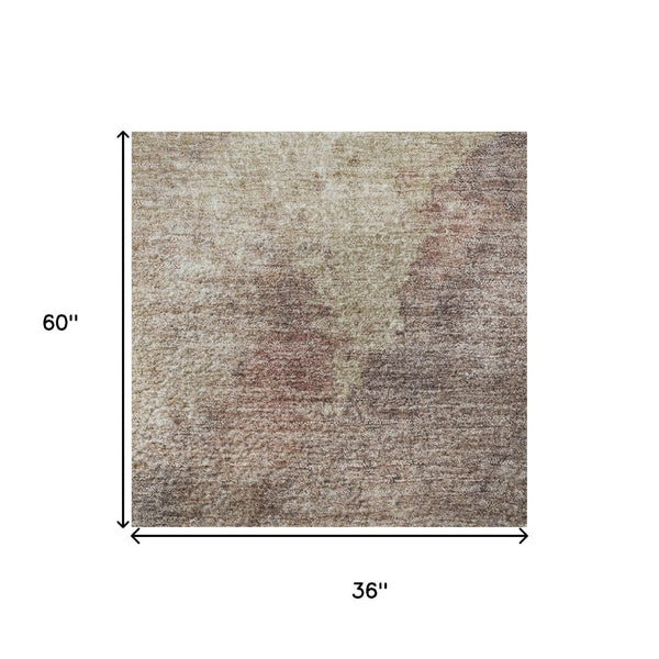 HomeRoots 5' X 8' Copper and Taupe Modern Abstract Area Rug - Washable, UV Protected, Stain-Resistant Design 710060