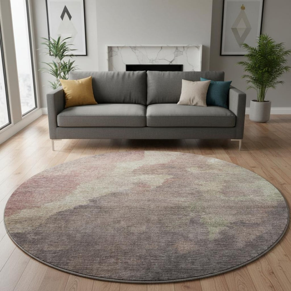 HomeRoots 8' X 10' Copper & Taupe Abstract Washable Rug with UV Protection for Modern Homes & Outdoor Spaces 710062