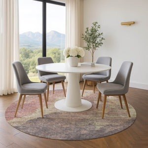 HomeRoots 8' X 10' Copper & Taupe Abstract Washable Rug with UV Protection for Modern Homes & Outdoor Spaces 710062