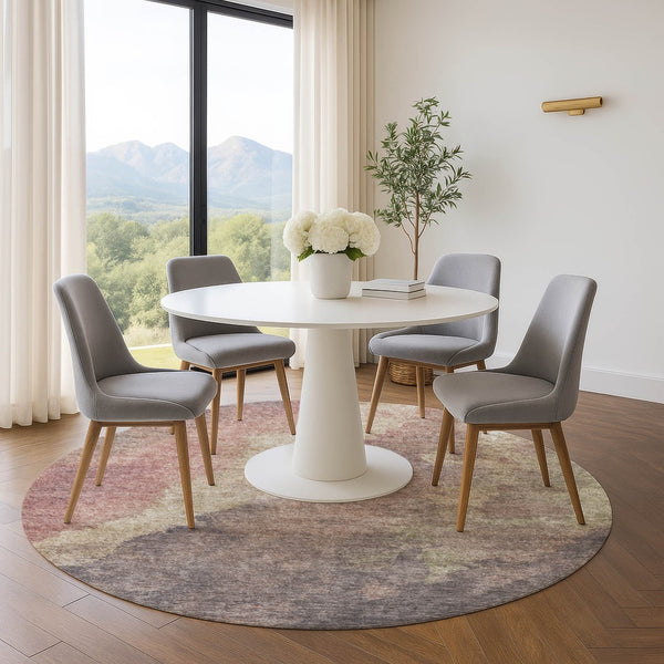 HomeRoots 8' X 10' Copper & Taupe Abstract Washable Rug with UV Protection for Modern Homes & Outdoor Spaces 710062