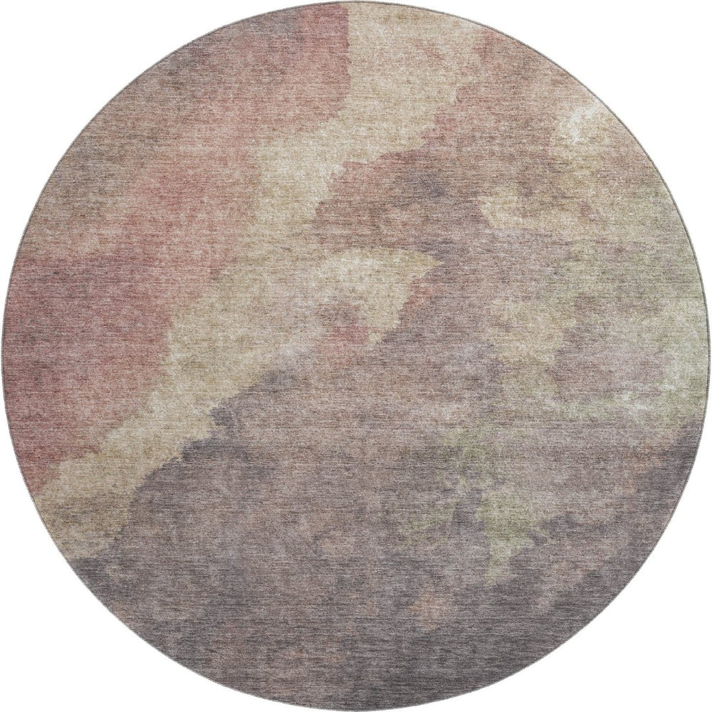 HomeRoots 8' X 10' Copper & Taupe Abstract Washable Rug with UV Protection for Modern Homes & Outdoor Spaces 710062