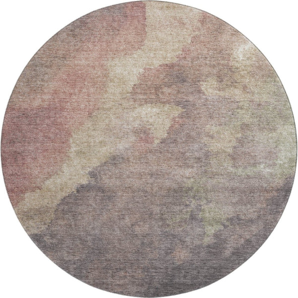 HomeRoots 8' X 10' Copper & Taupe Abstract Washable Rug with UV Protection for Modern Homes & Outdoor Spaces 710062