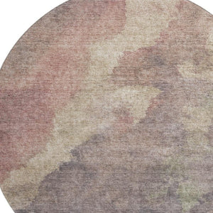 HomeRoots 8' X 10' Copper & Taupe Abstract Washable Rug with UV Protection for Modern Homes & Outdoor Spaces 710062