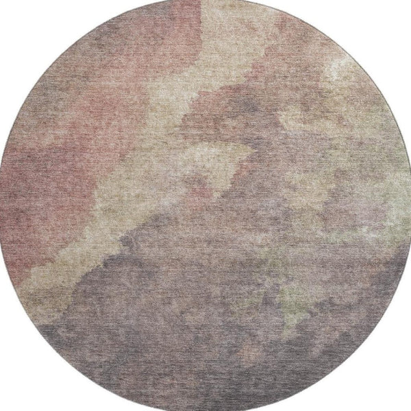 HomeRoots 8' X 10' Copper & Taupe Abstract Washable Rug with UV Protection for Modern Homes & Outdoor Spaces 710062