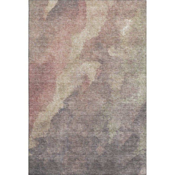 HomeRoots 10' Modern Abstract Copper & Taupe Washable Area Rug – Durable, UV Protected, Perfect for Busy Homes! 710064