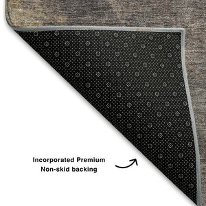 HomeRoots 10' Modern Abstract Copper & Taupe Washable Area Rug – Durable, UV Protected, Perfect for Busy Homes! 710064