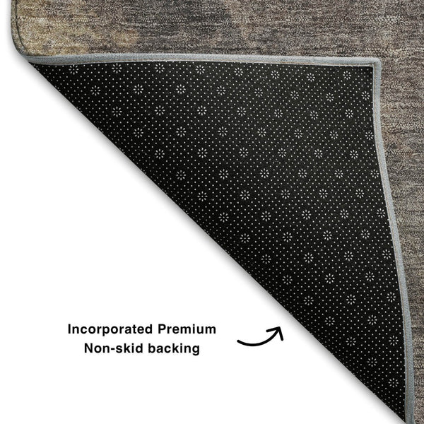 HomeRoots 10' Modern Abstract Copper & Taupe Washable Area Rug – Durable, UV Protected, Perfect for Busy Homes! 710064
