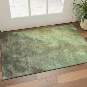HomeRoots 5' X 8' Green and Charcoal Abstract Area Rug - Durable, Stain-Resistant, UV-Protected for Homes 710066
