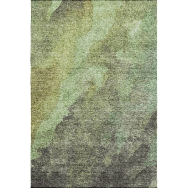 HomeRoots 8' Green and Charcoal Abstract Washable Round Rug - Durable, UV-Protected, Perfect for Homes! 710067