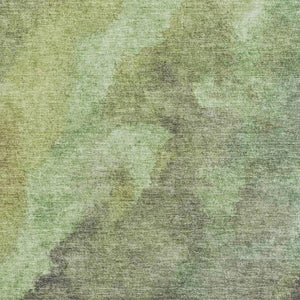 HomeRoots 8' Green and Charcoal Abstract Washable Round Rug - Durable, UV-Protected, Perfect for Homes! 710067