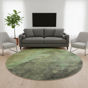 HomeRoots 8' X 10' Green and Charcoal Abstract Washable Area Rug - Durable, Stylish, UV-Protected for Homes 710068