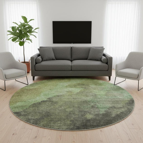 HomeRoots 8' X 10' Green and Charcoal Abstract Washable Area Rug - Durable, Stylish, UV-Protected for Homes 710068