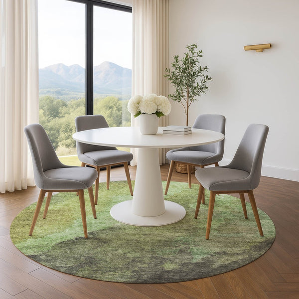 HomeRoots 8' X 10' Green and Charcoal Abstract Washable Area Rug - Durable, Stylish, UV-Protected for Homes 710068