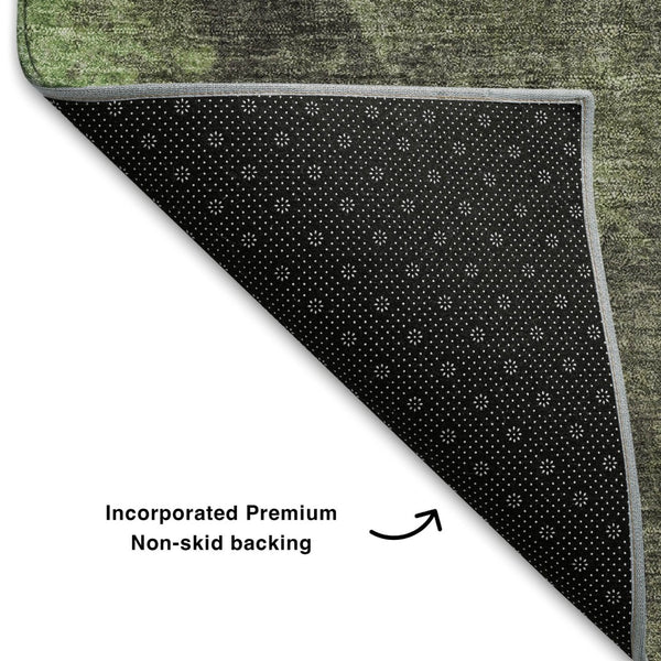 HomeRoots 8' X 10' Green and Charcoal Abstract Washable Area Rug - Durable, Stylish, UV-Protected for Homes 710068