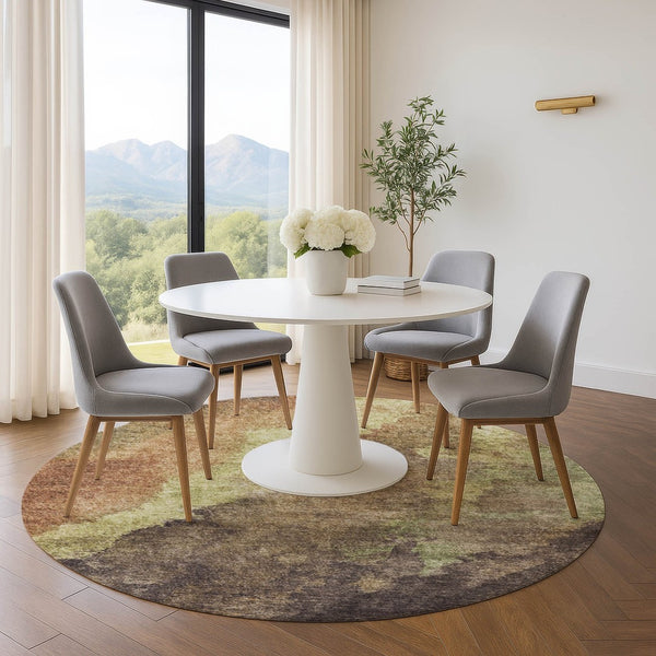 HomeRoots 8' X 10' Stylish Coffee & Taupe Abstract Washable Area Rug with UV Protection for Busy Homes 710074