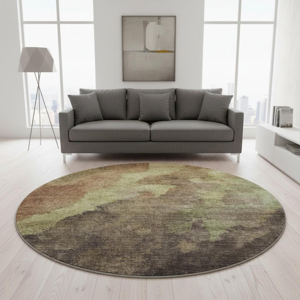HomeRoots 8' X 10' Stylish Coffee & Taupe Abstract Washable Area Rug with UV Protection for Busy Homes 710074