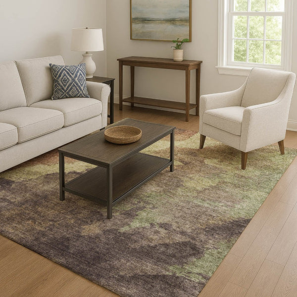HomeRoots 10' X 14' Coffee And Taupe Abstract Washable Area Rug - Durable, Stain-Resistant, UV Protected Design 710076