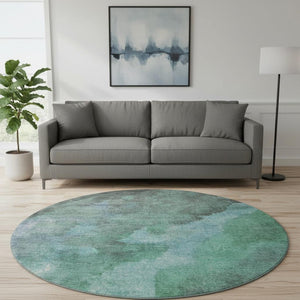 HomeRoots 8' X 10' Teal and Charcoal Abstract Washable Area Rug – Modern, Durable, UV-Protected for Busy Homes 710080
