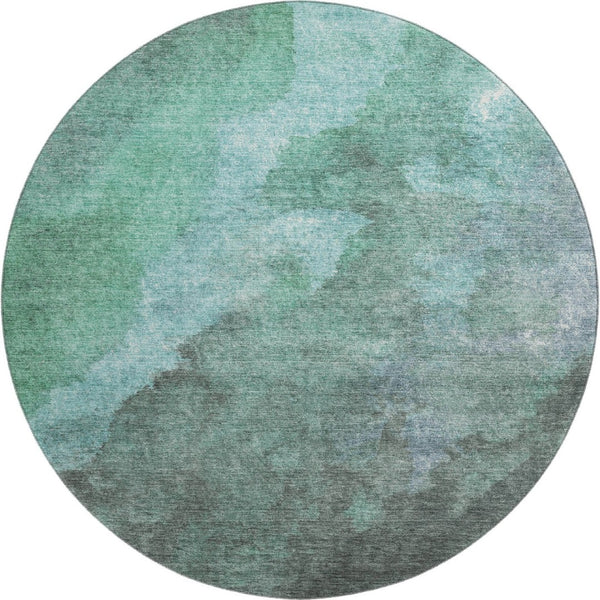 HomeRoots 8' X 10' Teal and Charcoal Abstract Washable Area Rug – Modern, Durable, UV-Protected for Busy Homes 710080