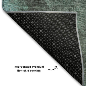 HomeRoots 8' X 10' Teal and Charcoal Abstract Washable Area Rug – Modern, Durable, UV-Protected for Busy Homes 710080